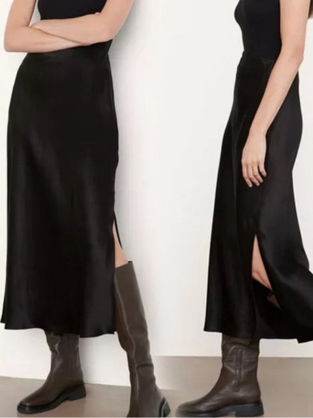 LIKE NEW Vince Side Slit Slip Skirt in BLACK